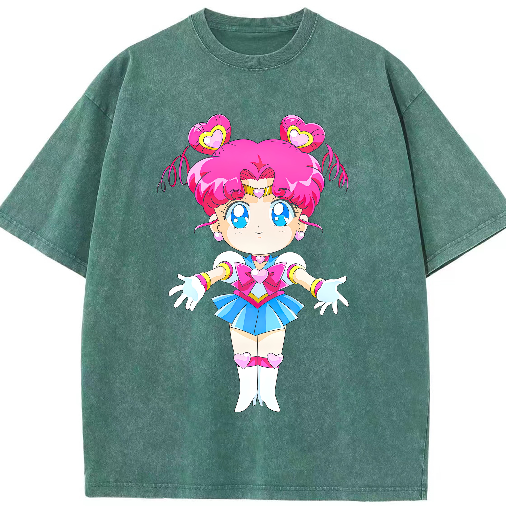 （画像用） 美少女戦士セーラームーン ちびうさ Sailor Moon Chibiusa Tsukino Usagi Small Lady Serenity 綿100% ヴィンテージ風 半袖Tシャツ（フロントプリント）